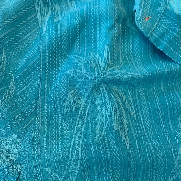 Tommy Bahama large men’s teal blue tropical shirt 100 percent silk - Picture 4 of 10